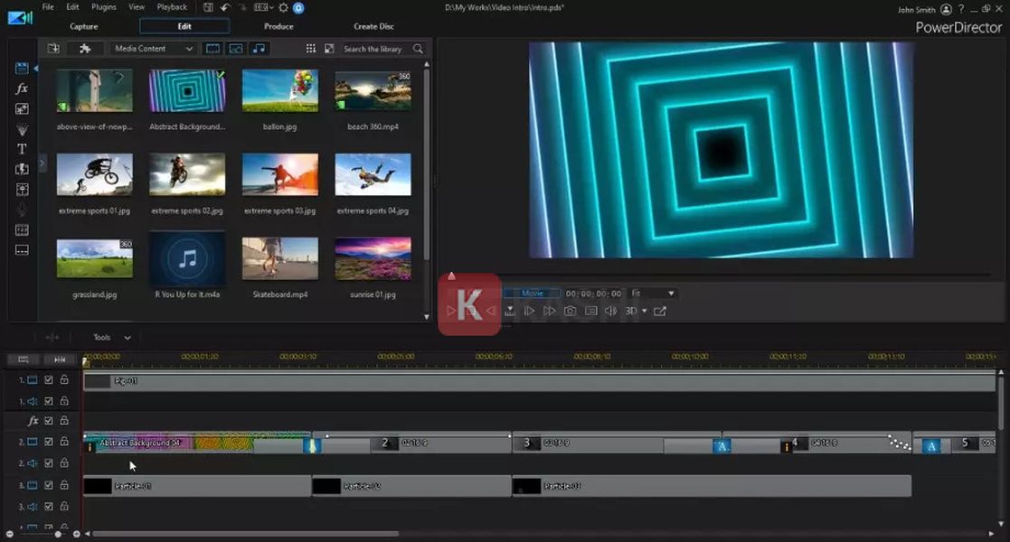 Giao diện phần mềm Cyberlink Powerdirector 21
