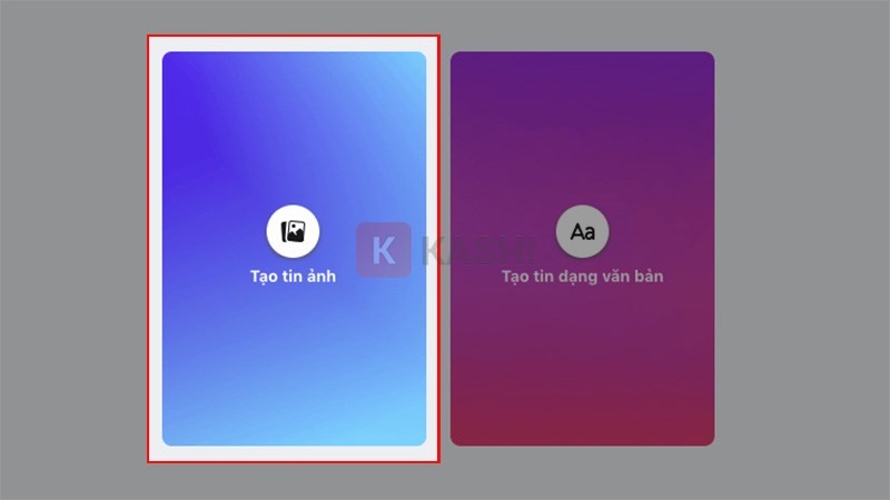 Chọn tạo tin ảnh để đăng story hình ảnh