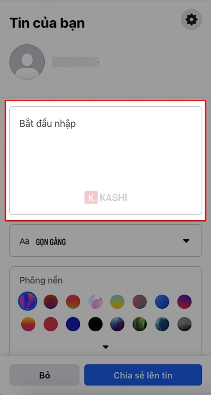 Nhập nội dung cho story