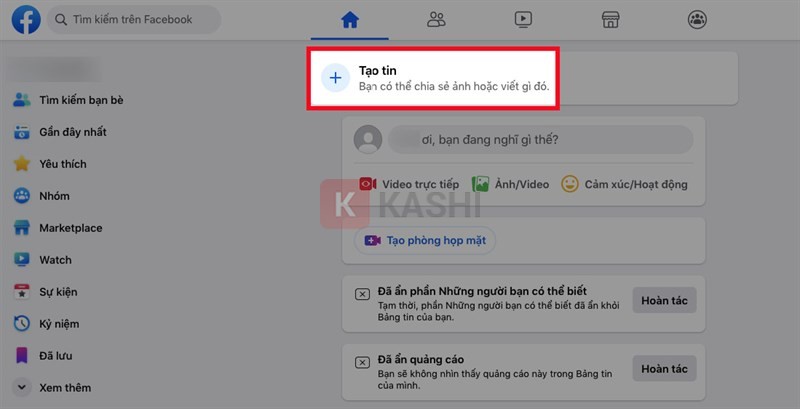 Tạo tin mới trên Facebook