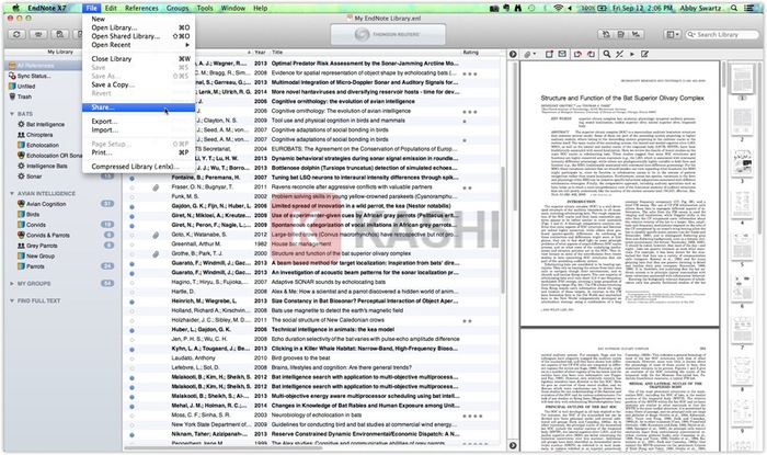 Giao diện phần mềm Endnote X7