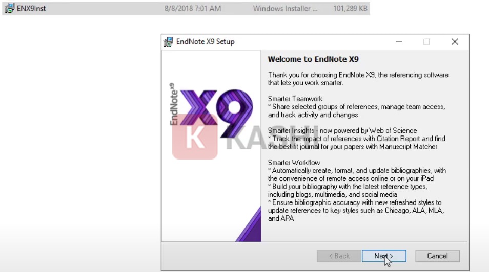 Chọn file "ENX9Inst" và nhấn "Next"