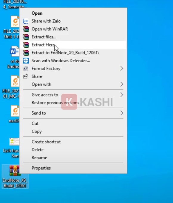 Thực hiện giải nén tệp Endnote x9