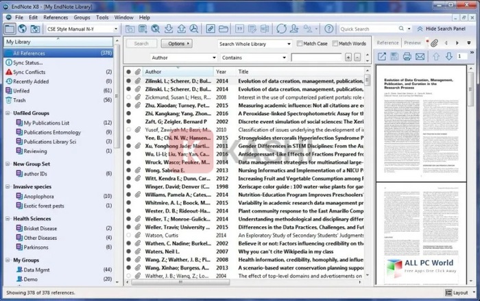 Giao diện phần mềm Endnote x9