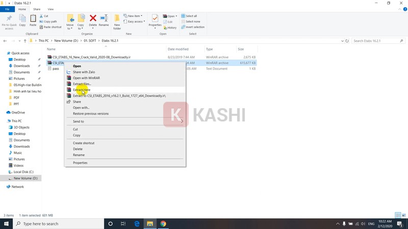 Giải nén file cài đặt
