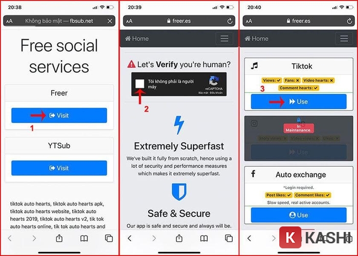 Các thao tác thực hiện từ 1 – 3