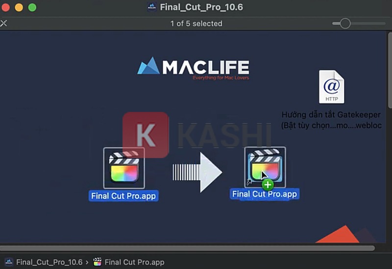 Kéo file cài đặt