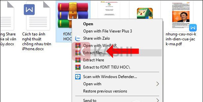 Thực hiện giải nén