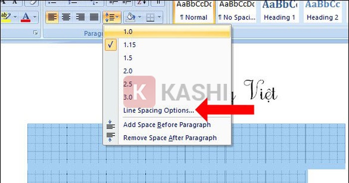 Chọn "Line Sapcing Options"