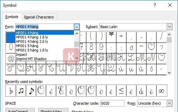 Nhấn vào "Symbol" rồi chọn "More Symbols