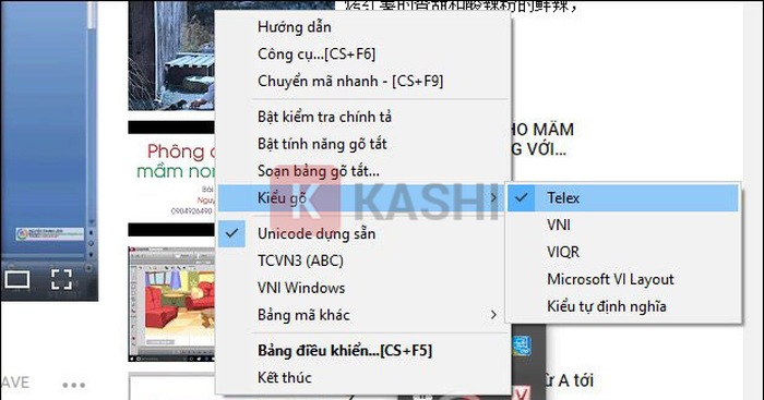 Tick chọn "Unicode dựng sẵn" và kiểu gõ là "Telex"