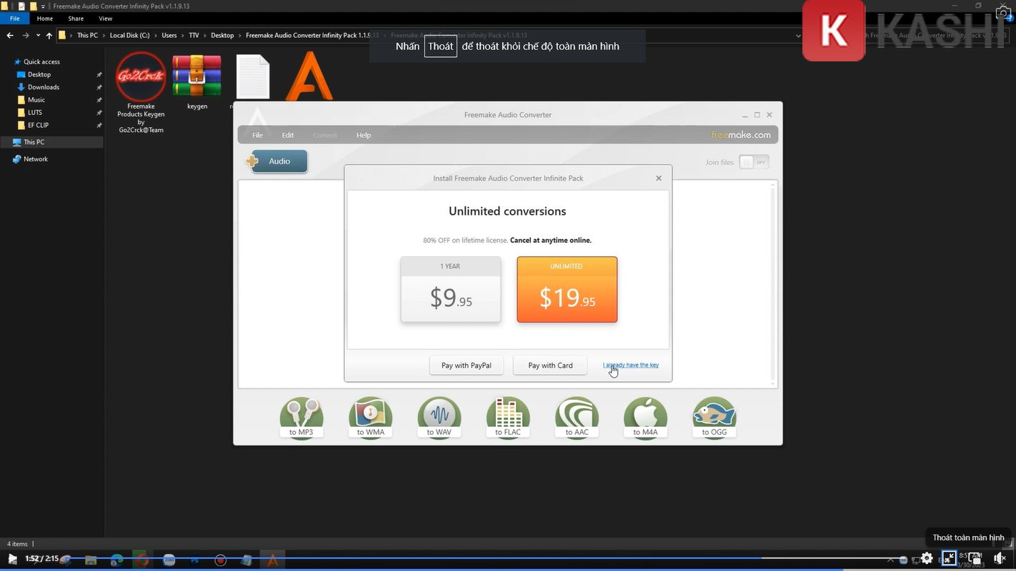 Chọn I already have the key