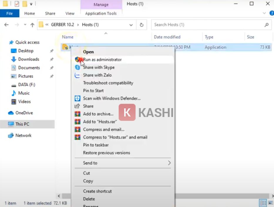 Chạy file Host với quyền quản trị viên