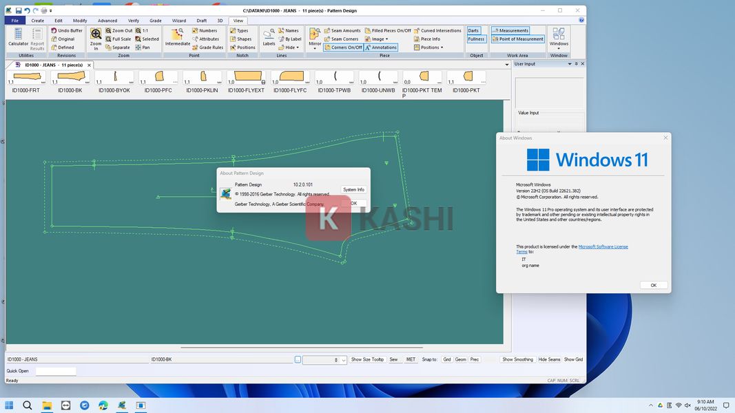Giao diện phần mềm Gerber Accumark v10
