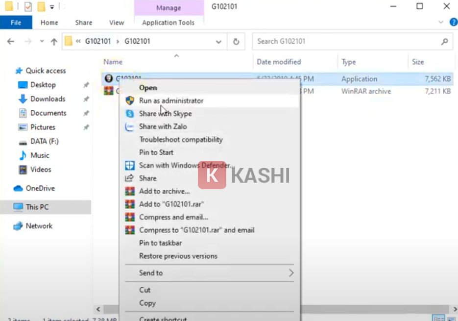 Chạy file "G102101" với quyền admin
