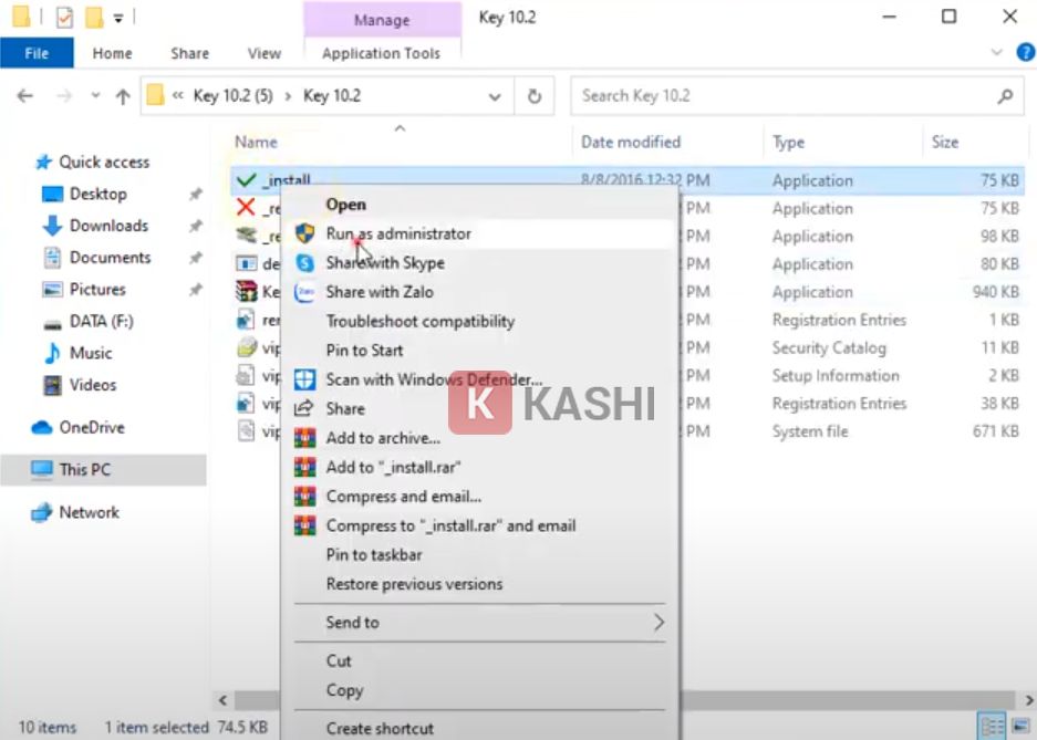 Chạy Install với quyền quản trị viên