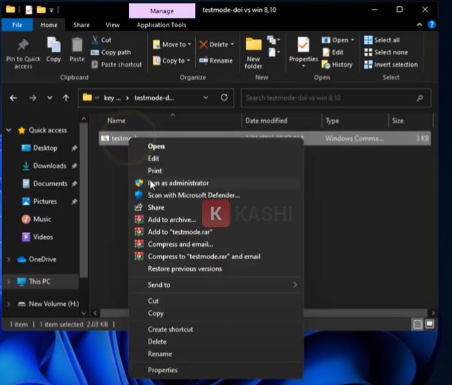 Chạy testmode với quyền admin