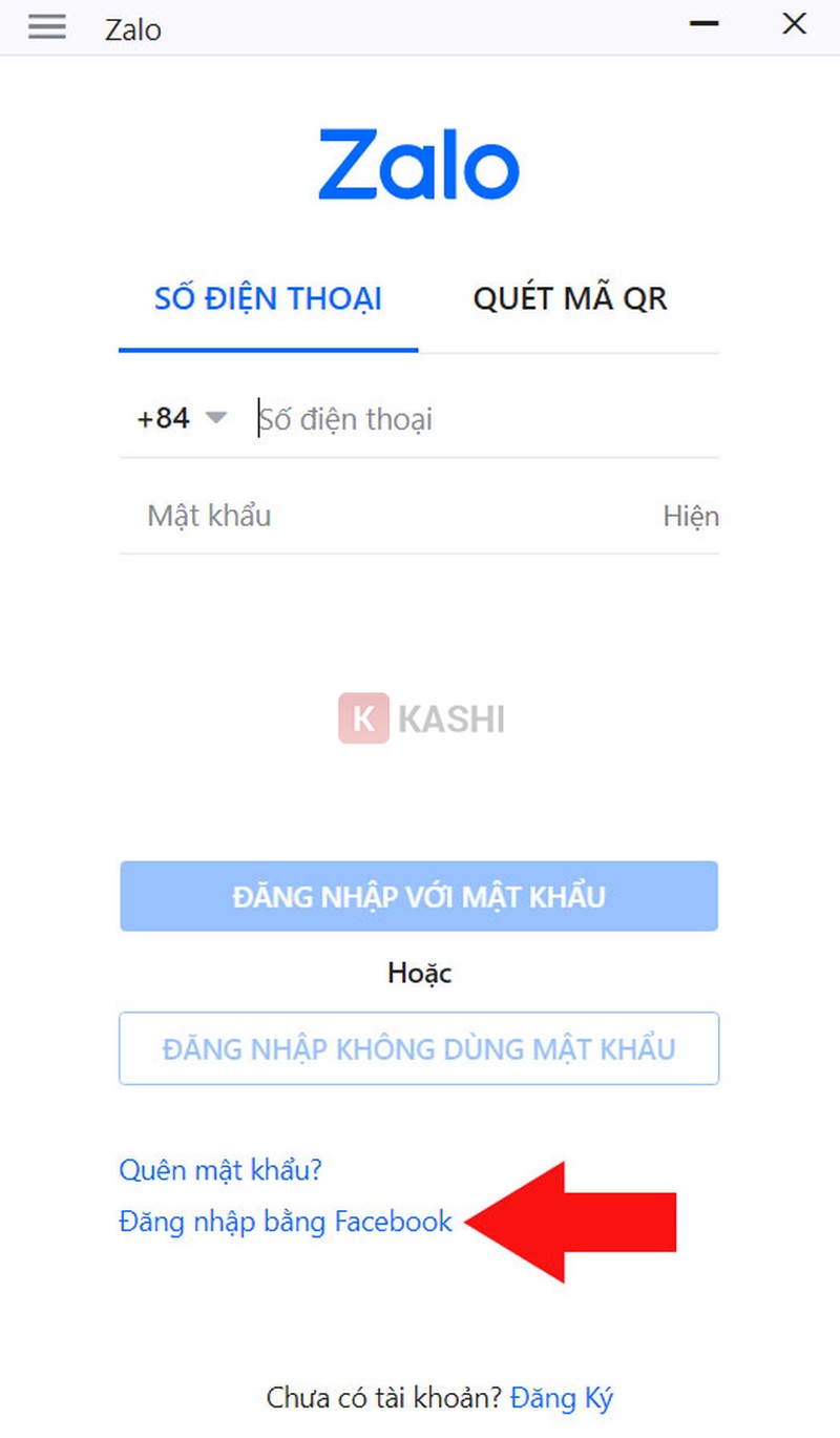 Đăng nhập Zalo bằng Facebook