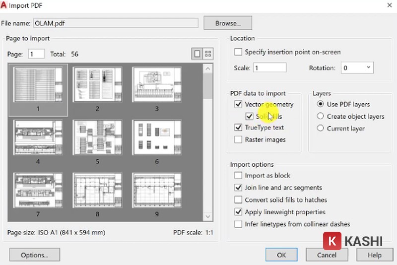 Cài đặt thông số chuyển đổi PDF sang CAD