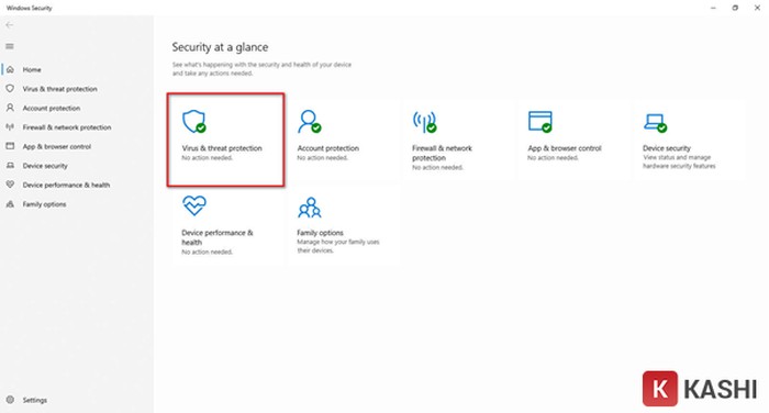 Nhấn chọn “Virus & threat protection”