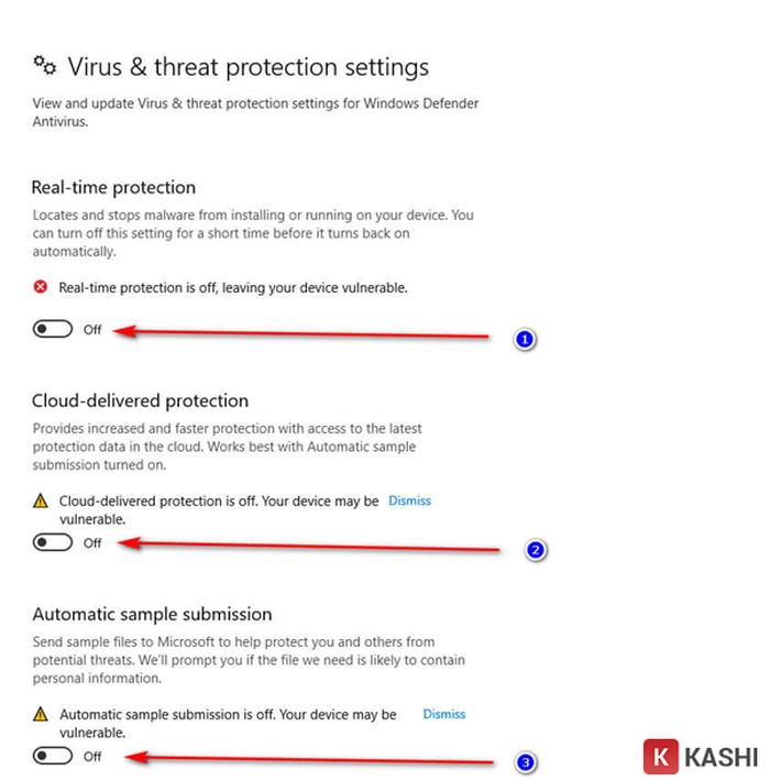 Chọn lệnh “off”