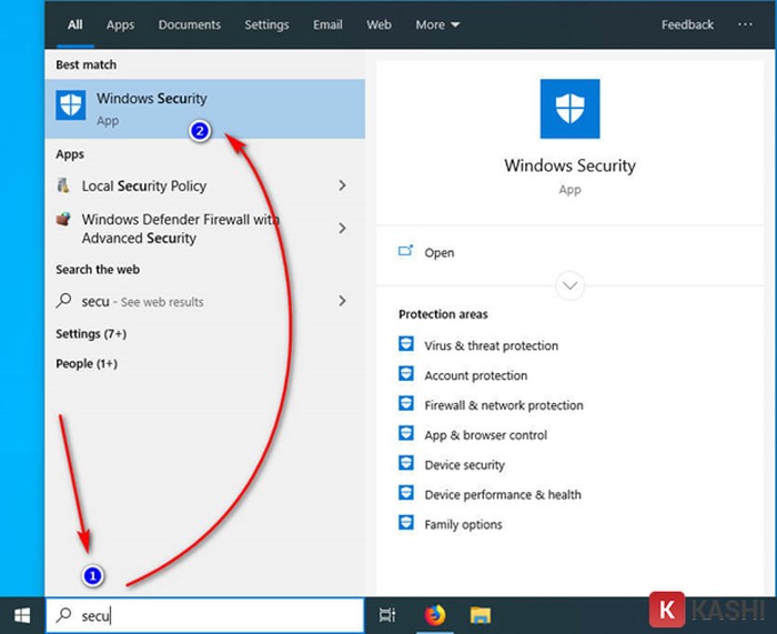 Mở Windows Security