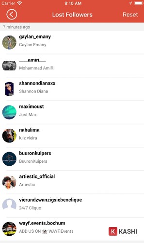 alt text: Danh sách unfollow trên Followers Tracker Pro