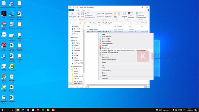 Giải nén file cài đặt