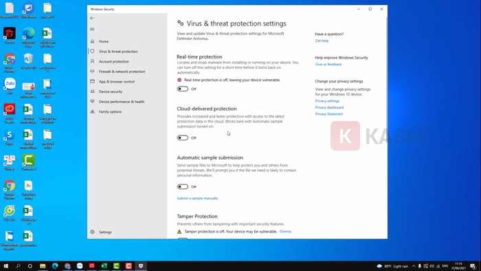 Tắt Virus & threat protection