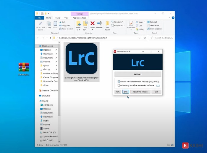 Nhấn “Install” sau khi thực hiện các bước chọn.