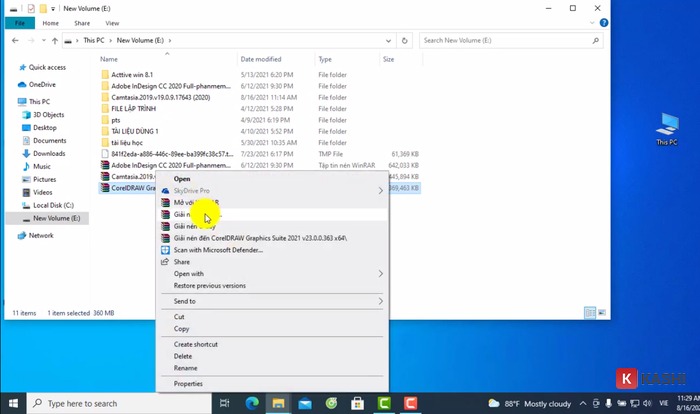 Giải nén CorelDraw 2021