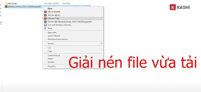 Giải nén file cài đặt