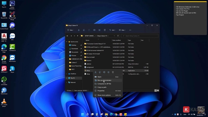 Chạy Setup với quyền Admin