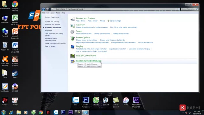 Mở Realtek HD Audio Manager