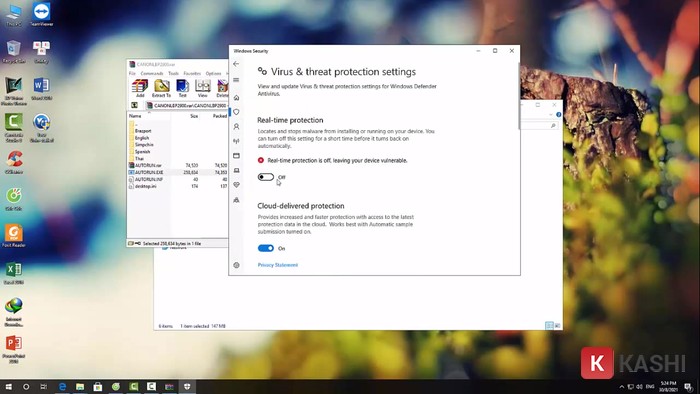 Tắt Real-time protection