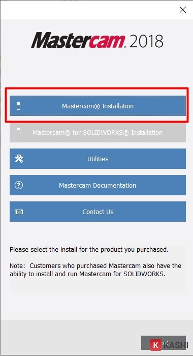 Chọn Mastercam Installation