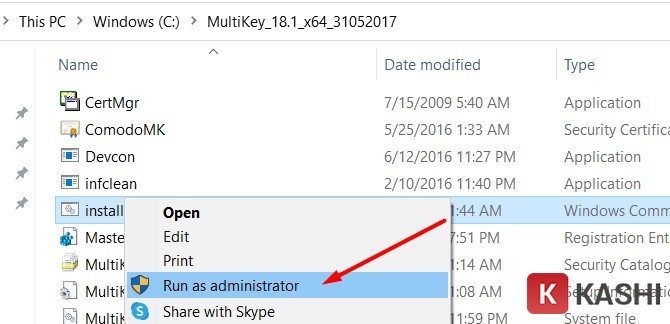 Chạy file với quyền admin