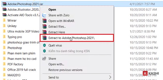 Giải nén file cài đặt