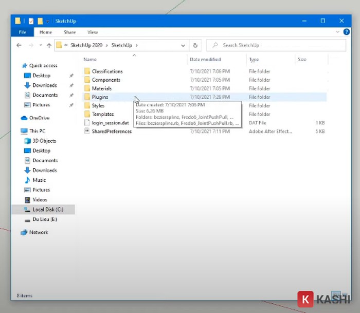 Truy cập thư mục Plugins của SketchUp