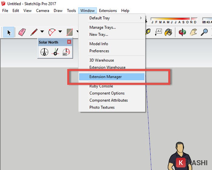 Mở Extension Manager trong SketchUp