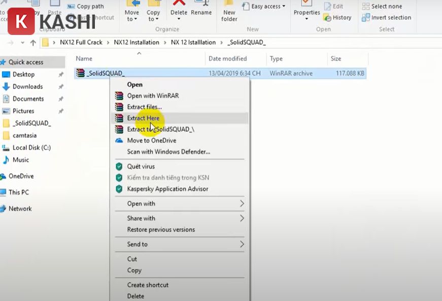 Giải nén thư mục SolidSQUAD