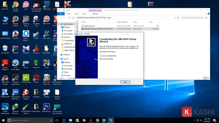 Nhấn “Finish” kết thúc