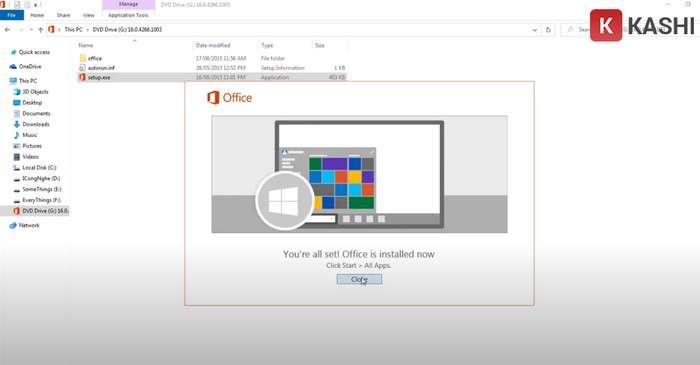 Hoàn tất cài đặt Visio 2016