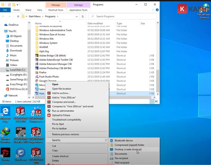 Tạo shortcut Visio 2016 trên Desktop