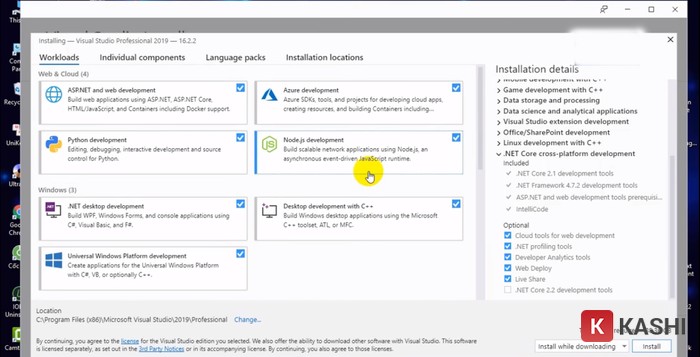 Chọn tất cả phần mềm trong mục "Workload"