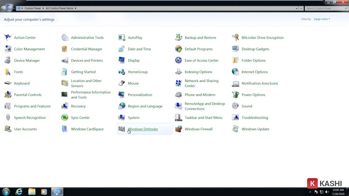 Vào Windows Defender