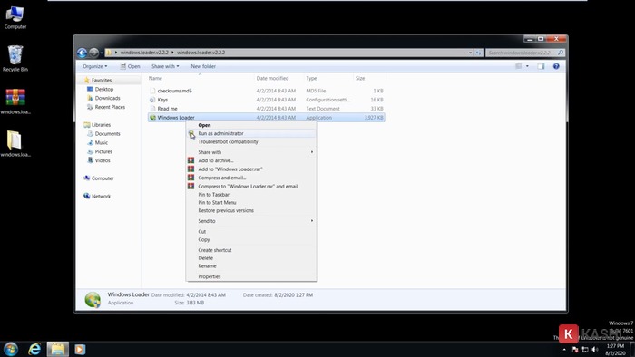 Chạy với quyền quản trị