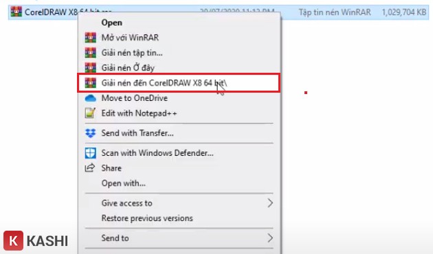 Giải nén file cài đặt