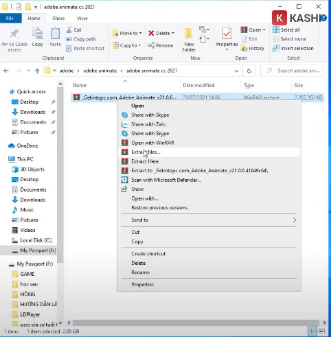 Thực hiện giải nén
