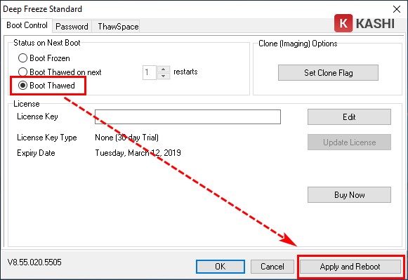 Nhấn Apply and Reboot